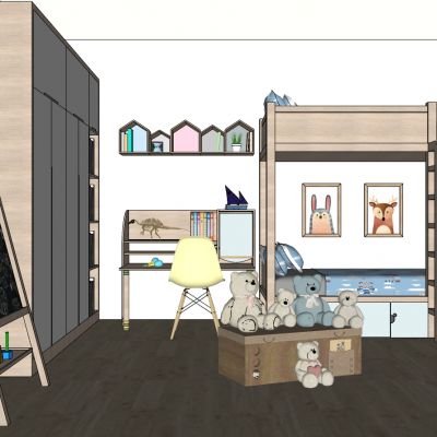 现代实木儿童房