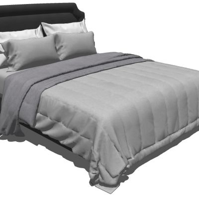 简欧式皮革软包双人床SU模型