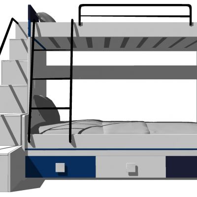地中海实木上铺高低床