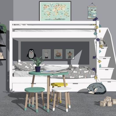 现代简约儿童上铺床