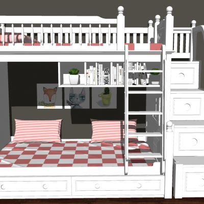 美式简欧式法式实木上铺儿童床