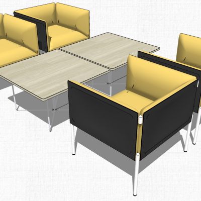 现代办公室沙发茶几休闲椅子组合