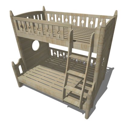 现代欧式法式简约实木单人上铺组合