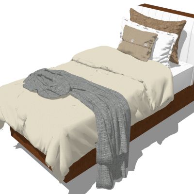 现代简约实木单人床