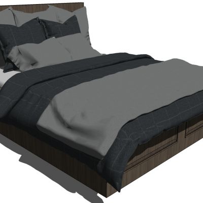 北欧现代双人床SU模型