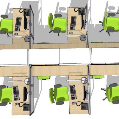 现代开敞办公室工位办公椅