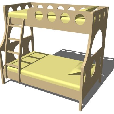 现代实木上铺高低床