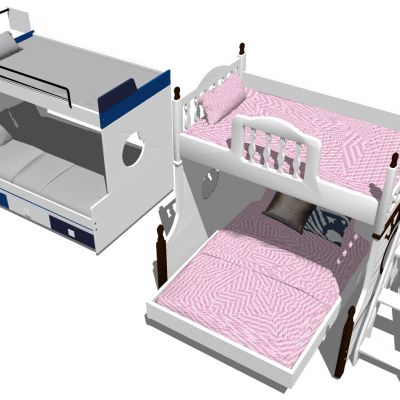 现代北欧简约上铺床