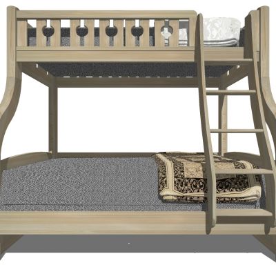 现代实木上铺高低床