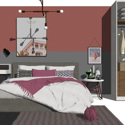 北欧粉色卧室主人房