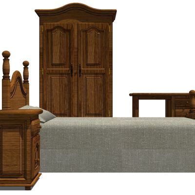 欧式美式实木单人床