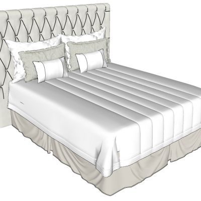 简欧式美式双人床SU模型