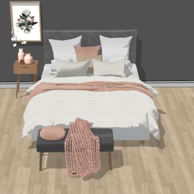 现代北欧儿童床挂画床