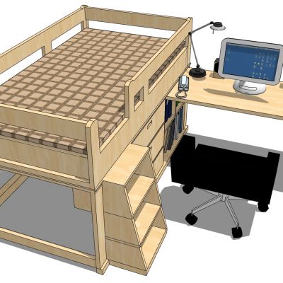 现代学生宿舍实木上铺床