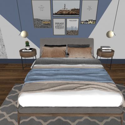 现代北欧卧室双人床