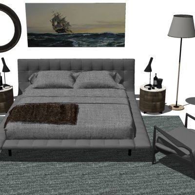 北欧现代简约布艺双人床