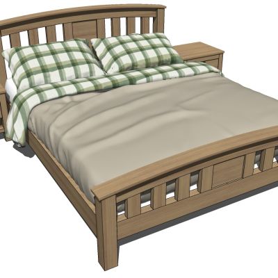 美式现代乡村风格木头床