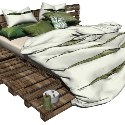 新中式东南亚乡村民宿木头实木双人床