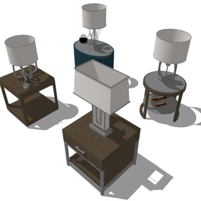 现代新中式床台灯组合