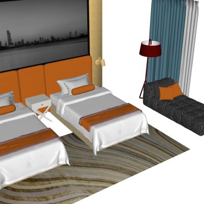 现代商务实木单人床