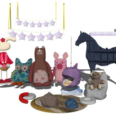 懒人沙发毛绒玩具马造型书架儿童房