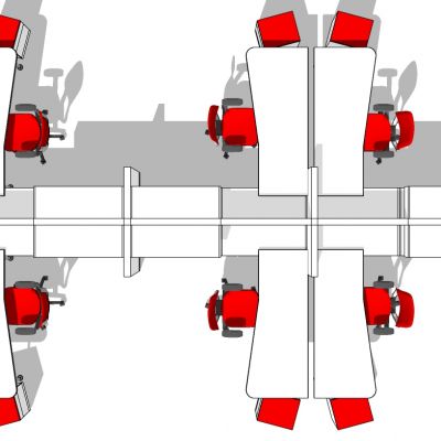 现代开敞办公室工位办公椅
