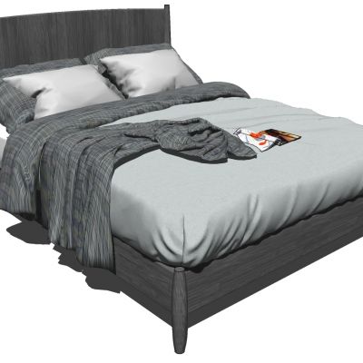 北欧现代木头实木双人床