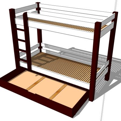 现代实木上铺儿童床