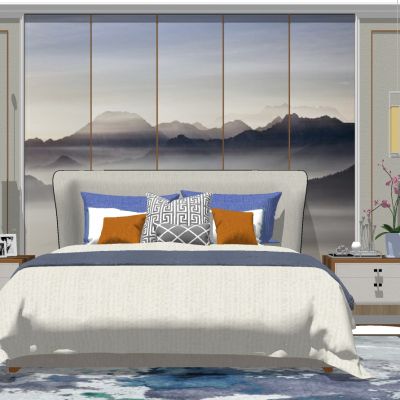 新中式卧室双人床