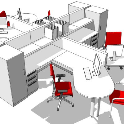 现代开敞办公室工位办公椅