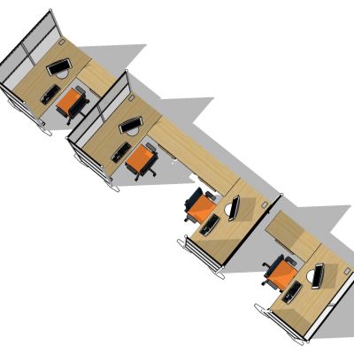 现代开敞办公室工位办公椅