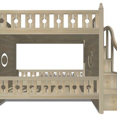 现代法式简约实木上铺高低床