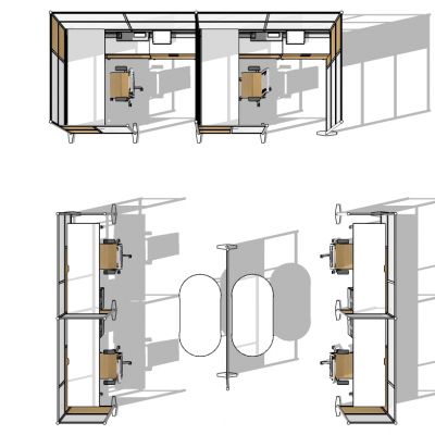 现代开敞办公室工位办公椅