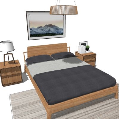 日式北欧实木双人床