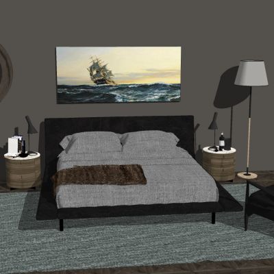 北欧简约双人床