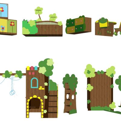 现代幼儿园卡通木制儿童床