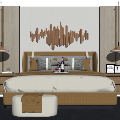 现代轻奢北欧简欧式卧室双人床