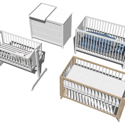 现代实木婴儿床