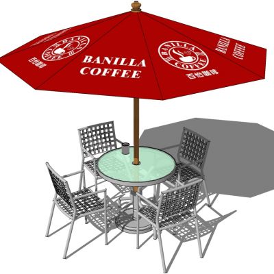 户外休闲遮阳伞铁艺椅