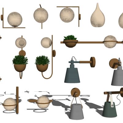 现代金属玻璃球形壁灯植物灯