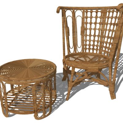 EN户外藤编沙发茶几休闲椅