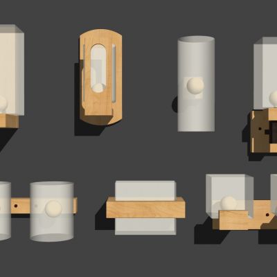 北欧木质透明玻璃壁灯组合