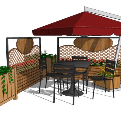 室外花草植物铁艺休闲桌椅