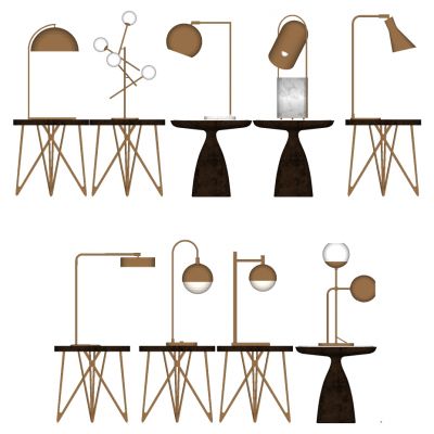 现代简约台灯边几灯几圆几
