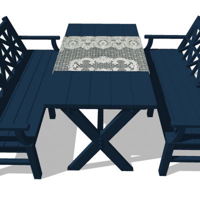 欧式地中海田园实木木质餐桌椅