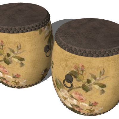 新中式秀墩鼓凳凳子组合凳子脚踏木凳边几大鼓