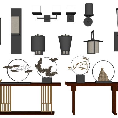 中式壁灯玄关端景条案摆件