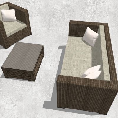 东南亚户外藤编编织竹编席编沙发