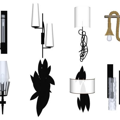 现代新中式树叶壁灯绳子麻绳壁灯透明玻璃壁灯组合