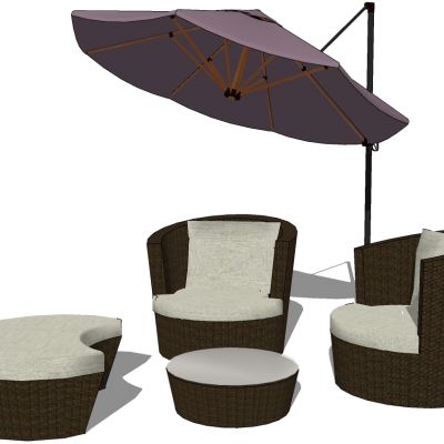 室外户外藤编编织休闲沙发茶几遮阳伞组合